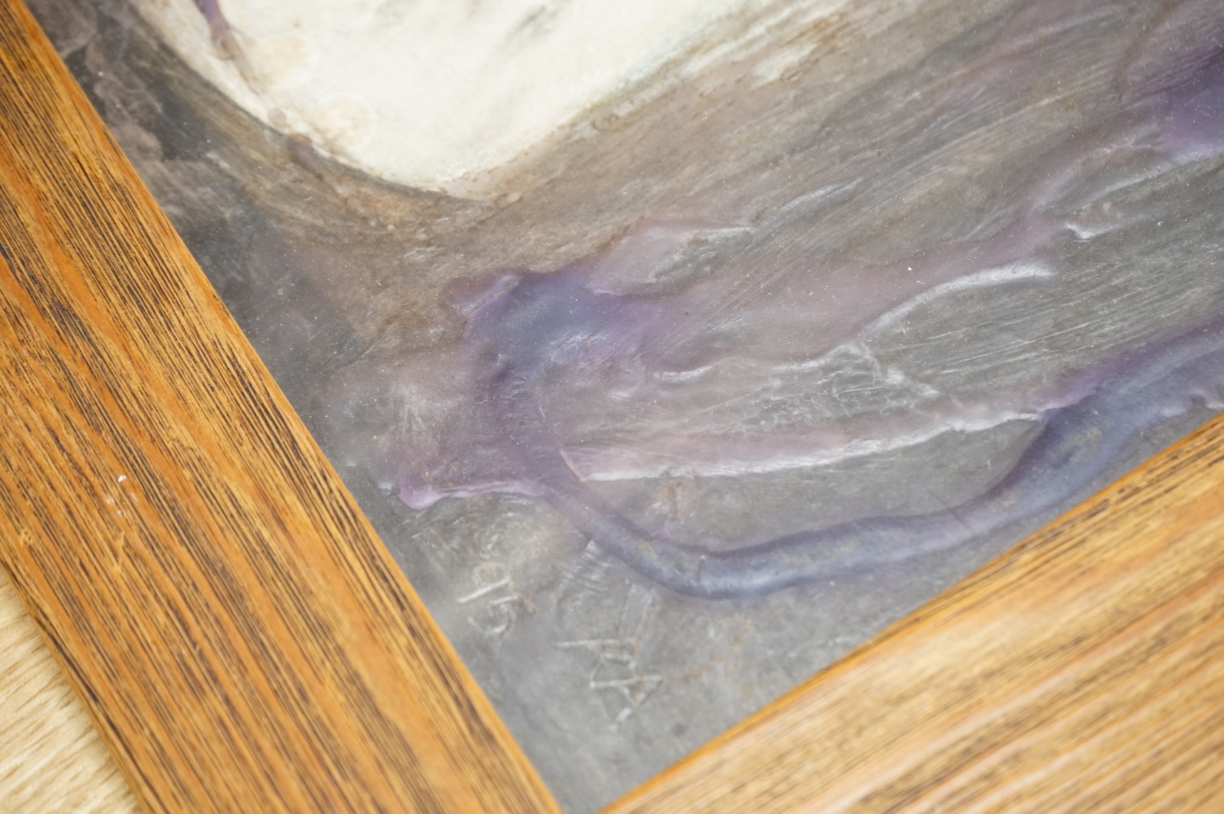 Two abstract compositions to include a dove, indistinctly initialled and dated '95, mixed media and oils, largest 33 x 34cm